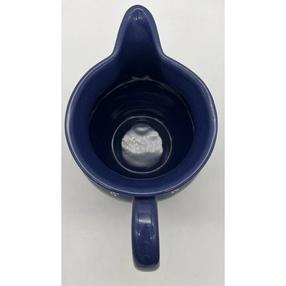 Majolica POTTERY PITCHER Milk Pitcher WILLIAMS SONOMA Blue White HUNGARY